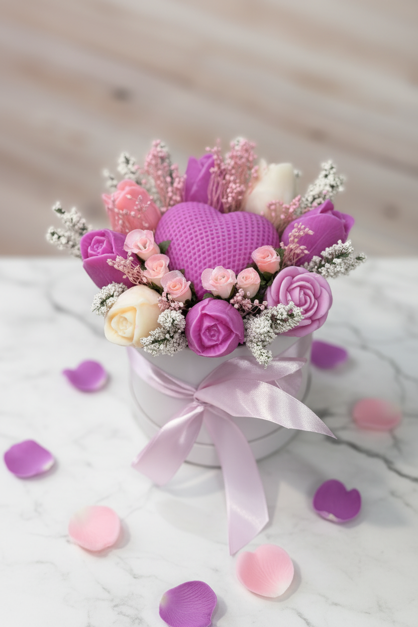 Lifestyle purple soap arrangement